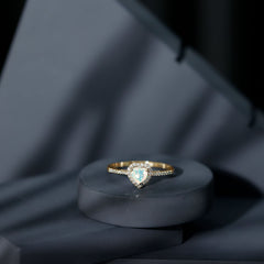 Natural Ethiopian Opal Heart Shaped Engagement Ring with Diamond Halo