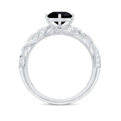 Vintage Inspired Onyx and Diamond Engagement Ring