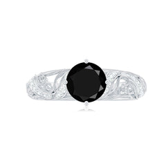 Vintage Inspired Onyx and Diamond Engagement Ring