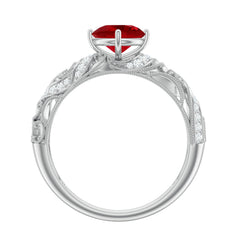 Vintage Looking Lab Ruby and Diamond Engagement Ring