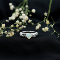 Genuine Ethiopian Rainbow Opal Vintage Inspired Engagement Ring with Diamond