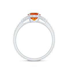 1 Carat Oval Fire Opal Engagement Ring with Diamond Split Shank