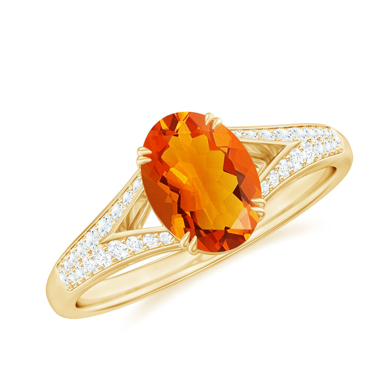 1 Carat Oval Fire Opal Engagement Ring with Diamond Split Shank