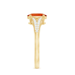 1 Carat Oval Fire Opal Engagement Ring with Diamond Split Shank