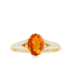 1 Carat Oval Fire Opal Engagement Ring with Diamond Split Shank