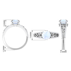 1 CT Designer Moonstone Solitaire Engagement Ring with Diamond Accent