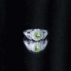 Vintage Inspired 0.5 Carat Peridot Engagement Ring with Diamond Halo