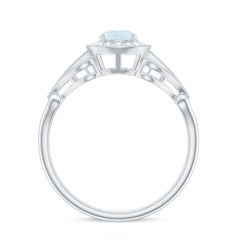 Vintage Inspired Moonstone and Diamond Engagement Ring