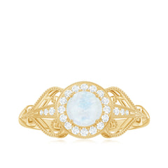 Vintage Inspired Moonstone and Diamond Engagement Ring