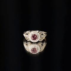 Vintage Pink Tourmaline Diamond Engagement Ring with Halo