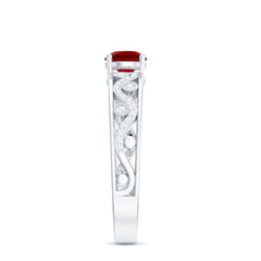 Designer Solitaire Engagement Ring with Lab Grown Ruby and Diamond