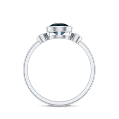 7mm Round London Blue Topaz Solitaire Ring in Bezel Setting