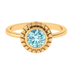 Bezel Set Aquamarine Solitaire Engagement Ring