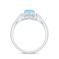 Floral Inspired Engagement Ring with Aquamarine and Diamond