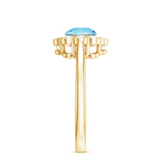 Floral Inspired Engagement Ring with Aquamarine and Diamond