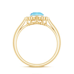 Floral Inspired Engagement Ring with Aquamarine and Diamond