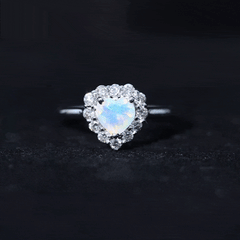 Certified Real Ethiopian Opal Heart Shaped Engagement Ring with Diamond Halo