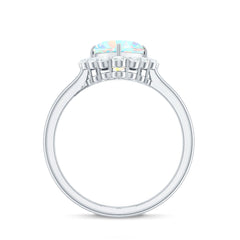 Certified Real Ethiopian Opal Heart Shaped Engagement Ring with Diamond Halo