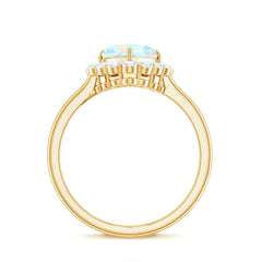 Certified Real Ethiopian Opal Heart Shaped Engagement Ring with Diamond Halo