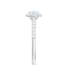 0.75 CT Moonstone and Diamond Halo Engagement Ring