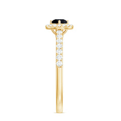 Minimal Black Spinel Minimal Engagement Ring with Diamond Halo