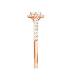Natural Ethiopian Opal Diamond Engagement Ring with Halo