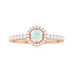 Natural Ethiopian Opal Diamond Engagement Ring with Halo