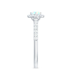 Natural Ethiopian Opal Diamond Engagement Ring with Halo