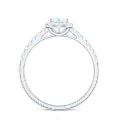Natural Ethiopian Opal Diamond Engagement Ring with Halo
