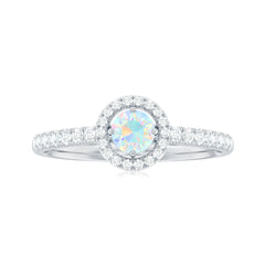 Natural Ethiopian Opal Diamond Engagement Ring with Halo
