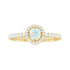 Natural Ethiopian Opal Diamond Engagement Ring with Halo