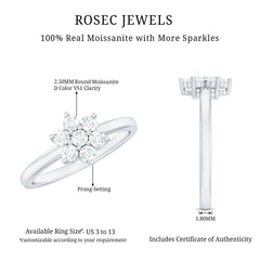 Certified Brilliant Cut Moissanite Flower Engagement Ring