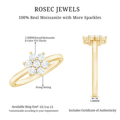 Certified Brilliant Cut Moissanite Flower Engagement Ring