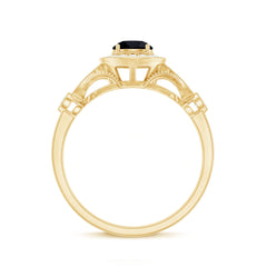 Vintage Inspired Black Onyx and Diamond Engagement Ring