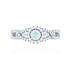 Real Ethiopian Opal Diamond Vintage Looking Engagement Ring with Criss Cross Shank