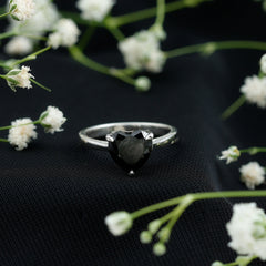 Heart Shaped Created Black Diamond Solitaire Promise Ring