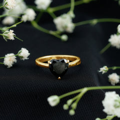 Heart Shaped Created Black Diamond Solitaire Promise Ring