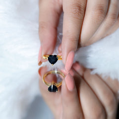 Heart Shaped Created Black Diamond Solitaire Promise Ring