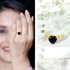 Heart Shaped Created Black Diamond Solitaire Promise Ring