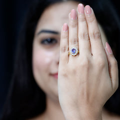 Certified Real 1.3 Carat Tanzanite Oval Engagement Ring with Halo