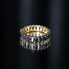 Black Onyx Emerald Cut Eternity Band in Shared Prong Setting