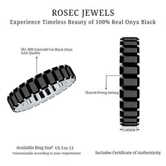 Black Onyx Emerald Cut Eternity Band in Shared Prong Setting