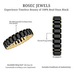 Black Onyx Emerald Cut Eternity Band in Shared Prong Setting