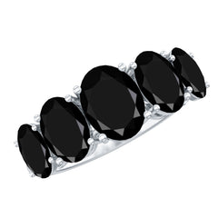 Oval Shaped Black Onyx 5 Stone Anniversary Ring