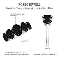 Oval Shaped Black Onyx 5 Stone Anniversary Ring