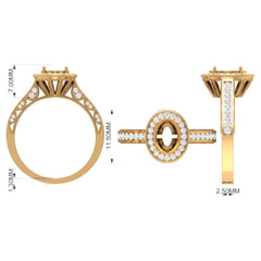 1.50 CT Moonstone and Diamond Engagement Ring with Milgrain Details