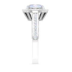 1.50 CT Moonstone and Diamond Engagement Ring with Milgrain Details