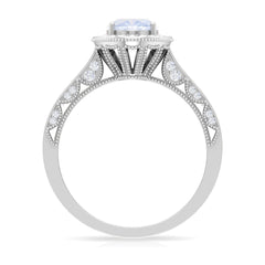 1.50 CT Moonstone and Diamond Engagement Ring with Milgrain Details