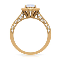 1.50 CT Moonstone and Diamond Engagement Ring with Milgrain Details