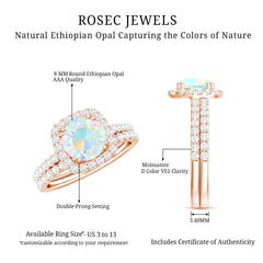 Real Ethiopian Opal Engagement Ring with Moissanite Wedding Band